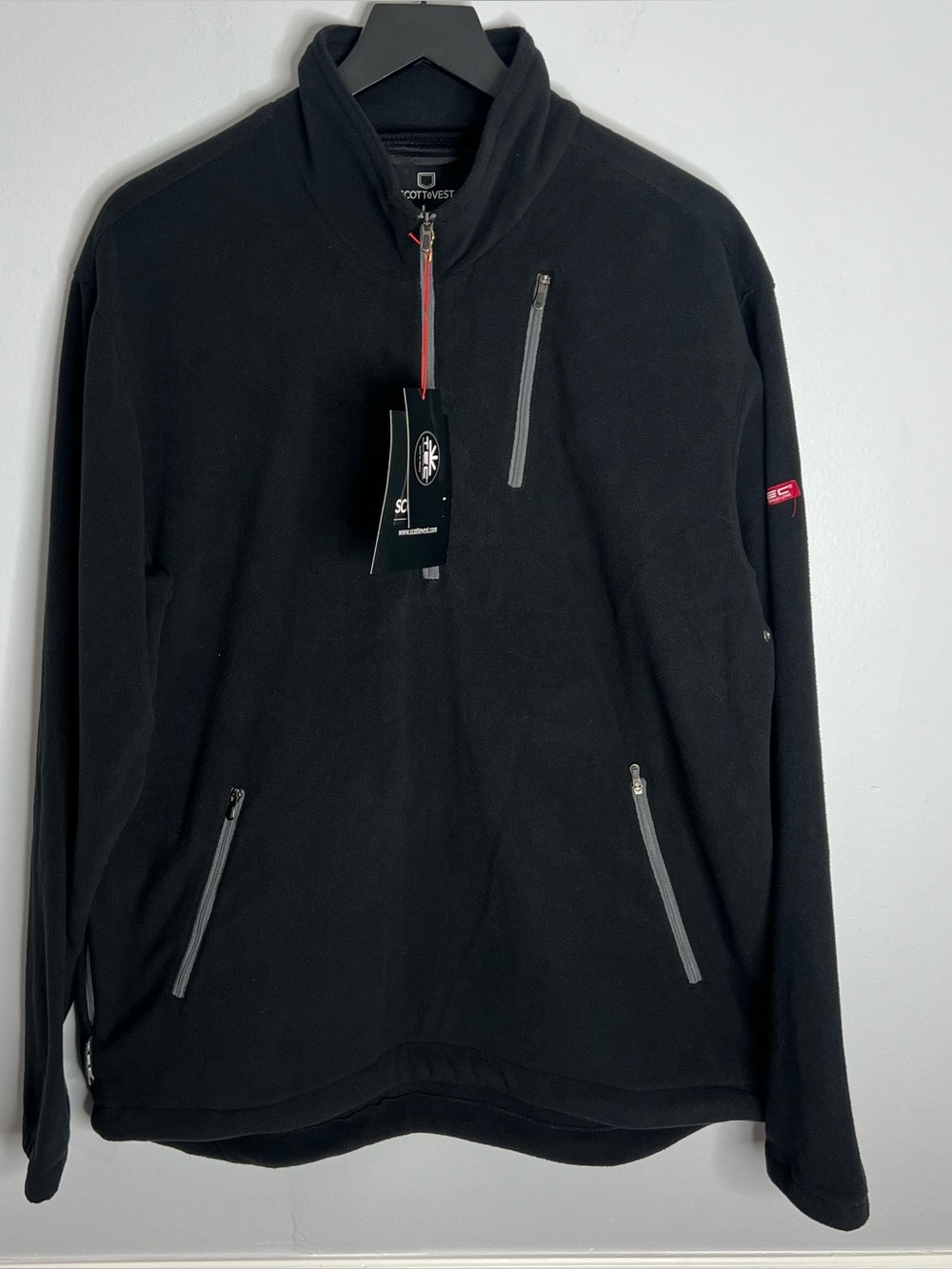 SCOTTeVEST Microfleece 1/2 Zip Pullover Mens Large Black NWT